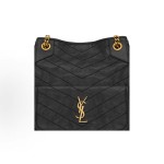 SAINT LAURENT Nikica Sandre vintage herringbone quilted open-line snap-on closed single-shoulder bag, small size for women, black